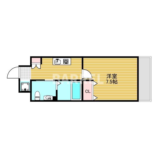 地下鉄御堂筋線 西中島南方駅 徒歩5分 9階建 築25年(1K/4階)の間取り写真