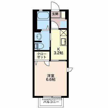 エバンス中里(1K/2階)の間取り写真
