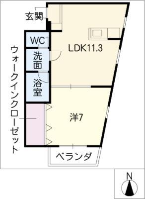 マンション千里(1LDK/3階)の間取り写真
