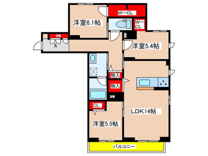 BEL CIELO日吉(3LDK/2階)の間取り写真