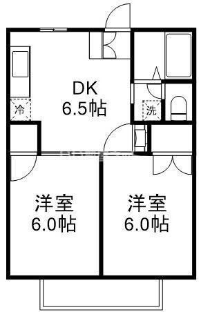 シルクTUKASA III(2DK/2階)の間取り写真