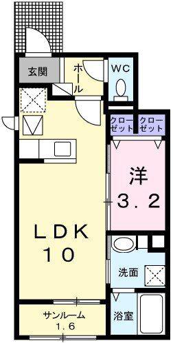 ミルキーウェイ(1LDK/1階)の間取り写真