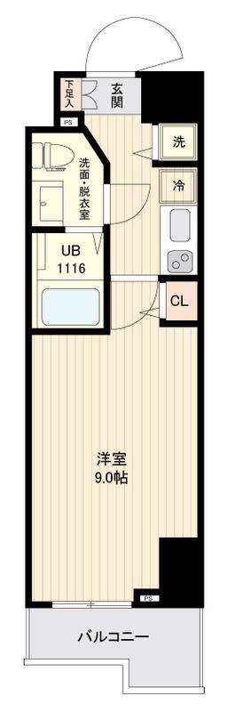SIDEONE(1K/11階)の間取り写真