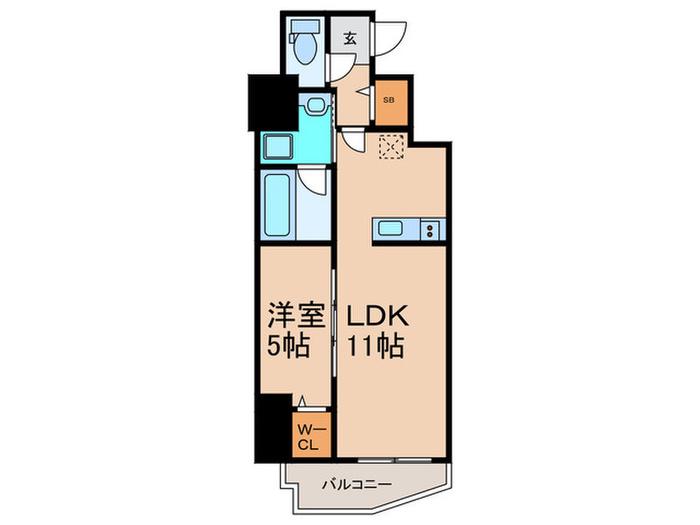 VIVRE福島(1LDK/4階)の間取り写真
