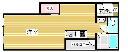 丸山ビル(1DK/7階)の間取り写真