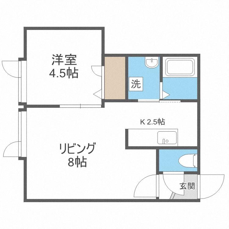 月寒パークヴィラ(1LDK/2階)の間取り写真
