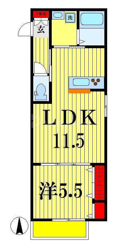 ハイムビバーチェ(1LDK/3階)の間取り写真