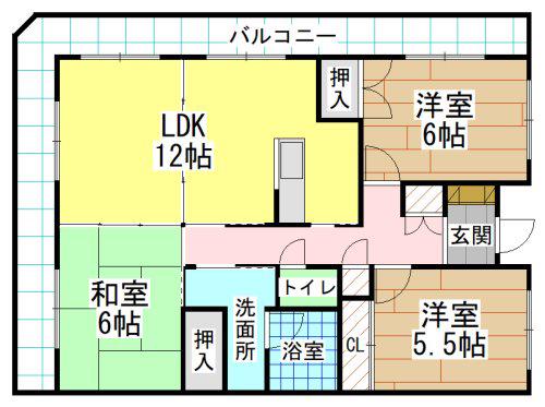 エクセレント中井(3LDK/11階)の間取り写真