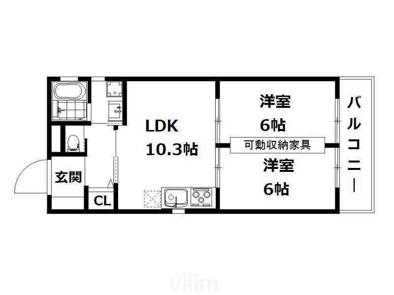 POUR TOUJOURS桃山(2LDK/3階)の間取り写真