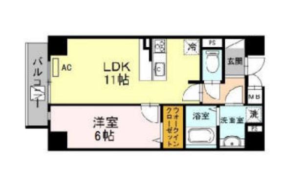 LAZO上汐(1LDK/6階)の間取り写真