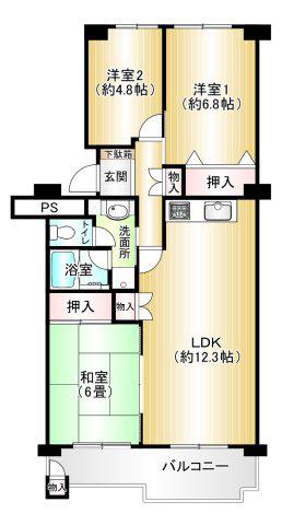 東急ドエルつきみ野ビレジB(3LDK/10階)の間取り写真