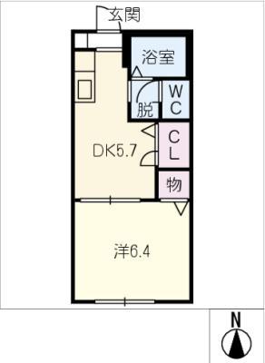 ディアス西石根 A棟(1DK/1階)の間取り写真