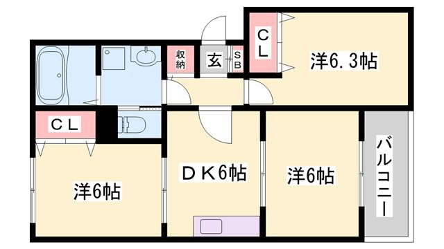 MAISON SOLEIL(3DK/1階)の間取り写真