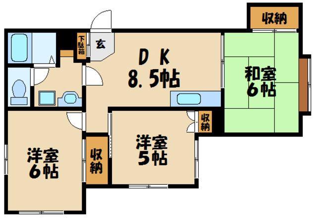 メゾン桝形(3DK/1階)の間取り写真