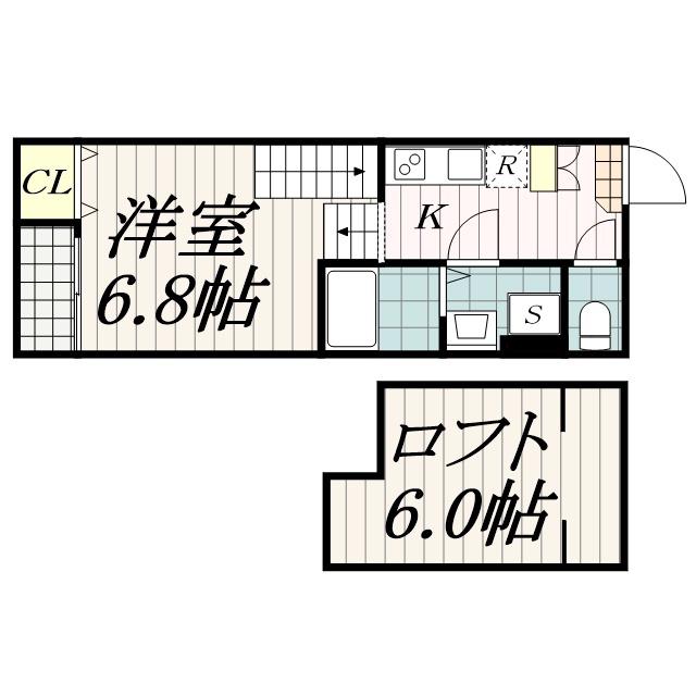 FORTUNA東千葉(1K/1階)の間取り写真
