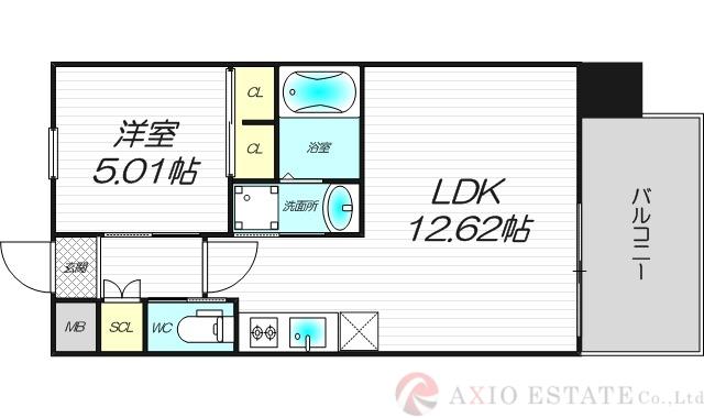 プレジオ三国EURO(1LDK/8階)の間取り写真