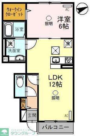 CASA DATE A(1LDK/1階)の間取り写真