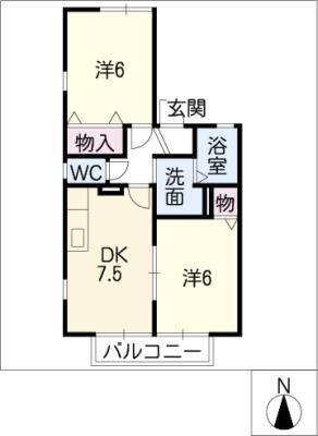 エスポワールマキ(2DK/2階)の間取り写真