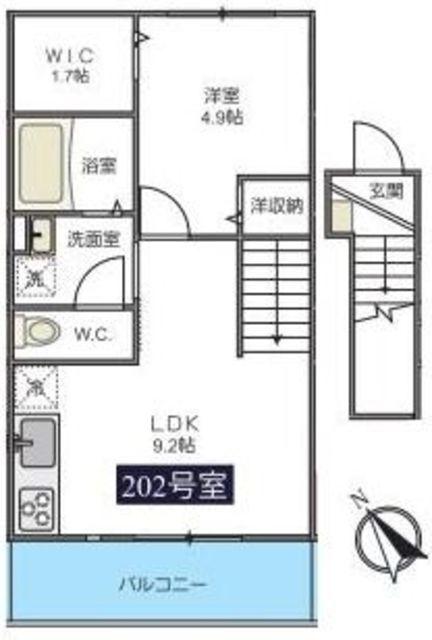 UNA BELLA ZONA S(1LDK/2階)の間取り写真