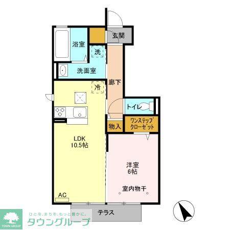 グランソレイユ E(1LDK/1階)の間取り写真
