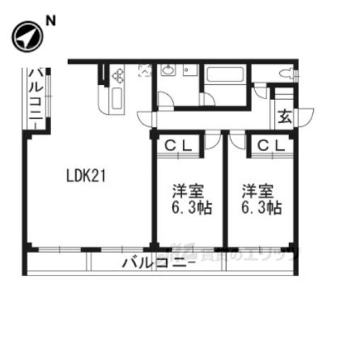 ユニ・コーポ カワムラ(2LDK/1階)の間取り写真
