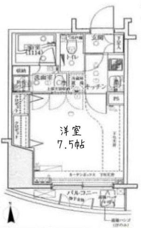 グランティアラ新御徒町アジールコート(1K/2階)の間取り写真
