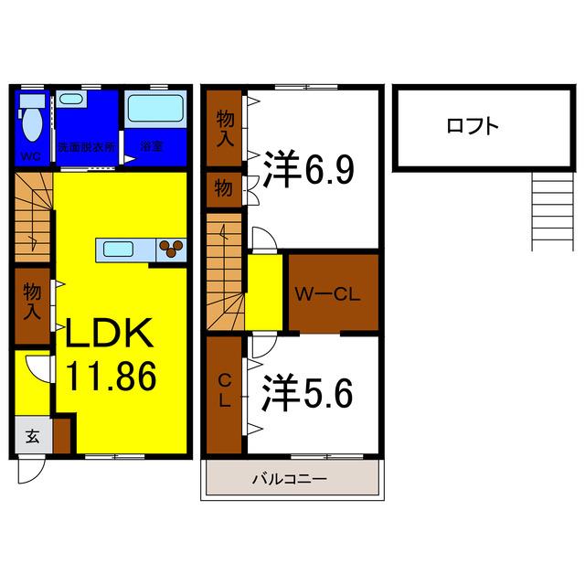 T-ハウス(2LDK/1階)の間取り写真