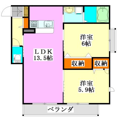 グランシャリオ(2LDK/3階)の間取り写真