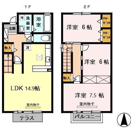 ジュシサンハウス鬼丸(3LDK/1階)の間取り写真