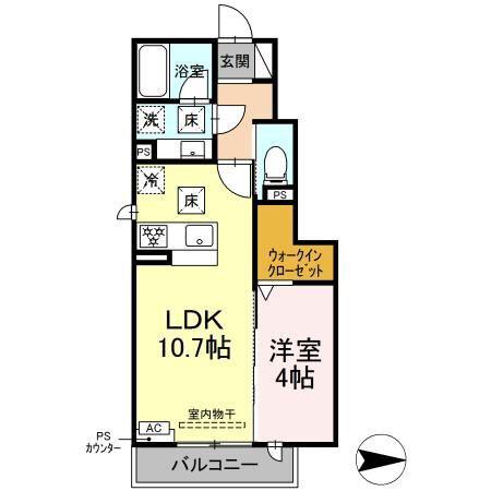 COZY SPACE(1LDK/1階)の間取り写真
