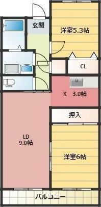 北川原ロビスト(2LDK/3階)の間取り写真