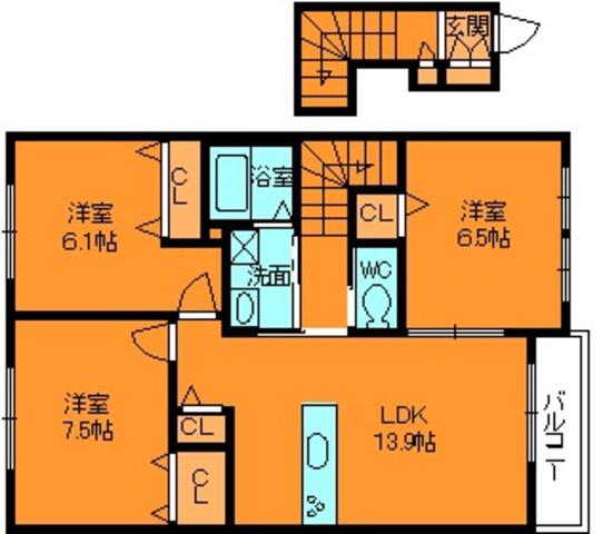 セフィールド1(3LDK/2階)の間取り写真