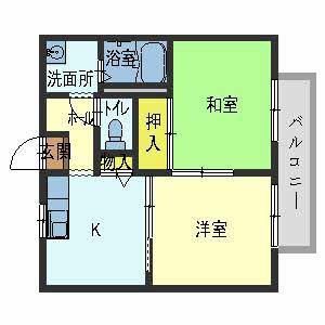 セフィーラ青谷(2DK/2階)の間取り写真
