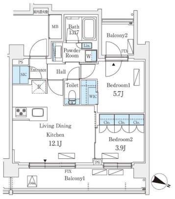シーズンフラッツ町屋(2LDK/6階)の間取り写真