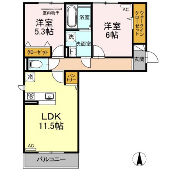 ディア・べルジュII(2LDK/3階)の間取り写真