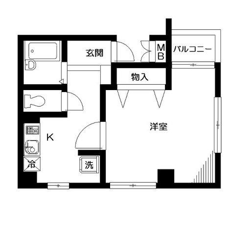 オーベルジュ(1K/2階)の間取り写真