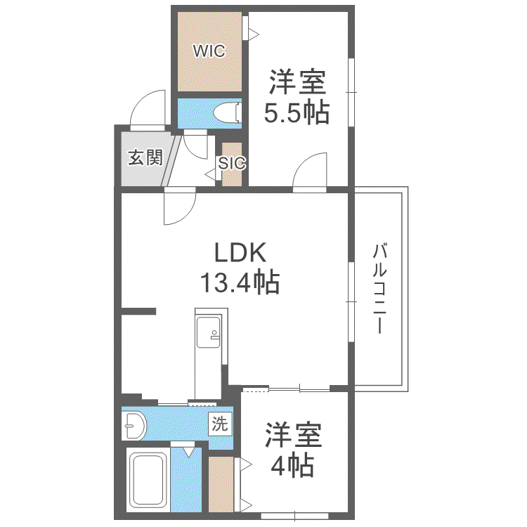 ブランシャールFEG-X琴似(2LDK/2階)の間取り写真