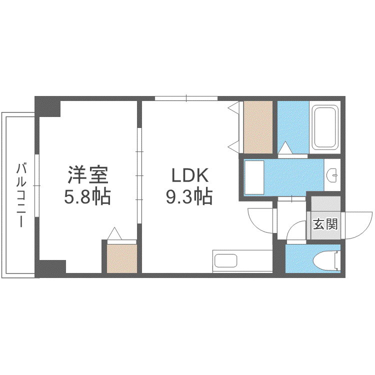 ブライトン琴似(1LDK/2階)の間取り写真
