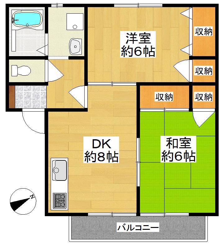 ハイツ光(2DK/2階)の間取り写真