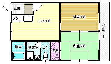 大清青谷ハイツ(2LDK/2階)の間取り写真