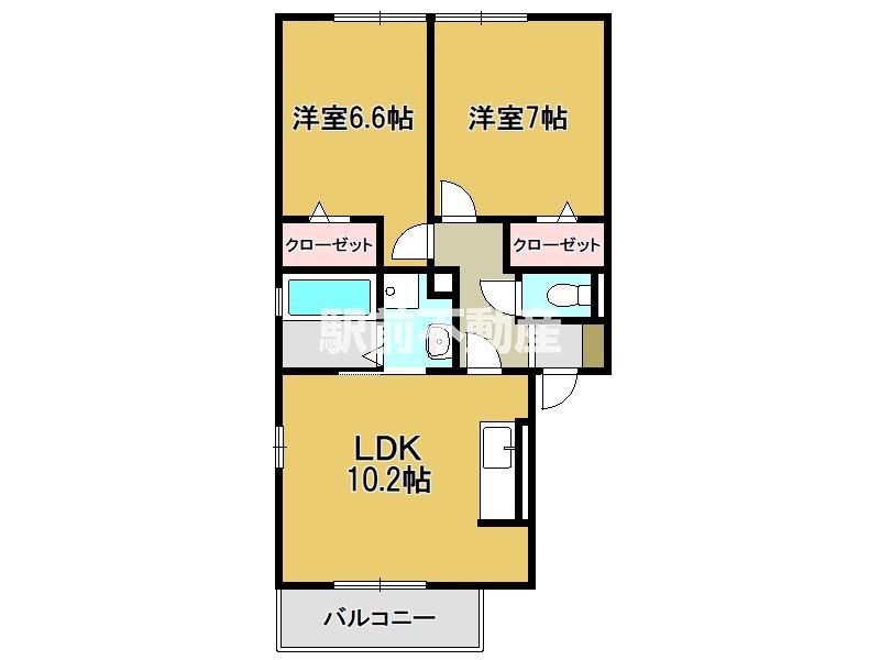 フルールシャトー巨勢(2LDK/2階)の間取り写真