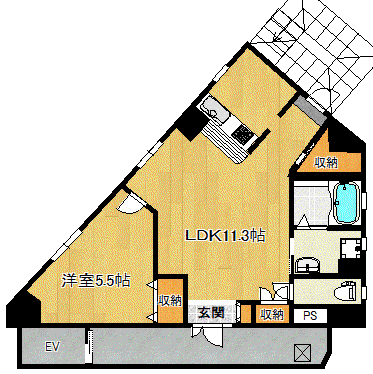 PREMIAGE天神南(1LDK/4階)の間取り写真