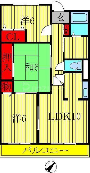 ル・モンテストF(3LDK/1階)の間取り写真