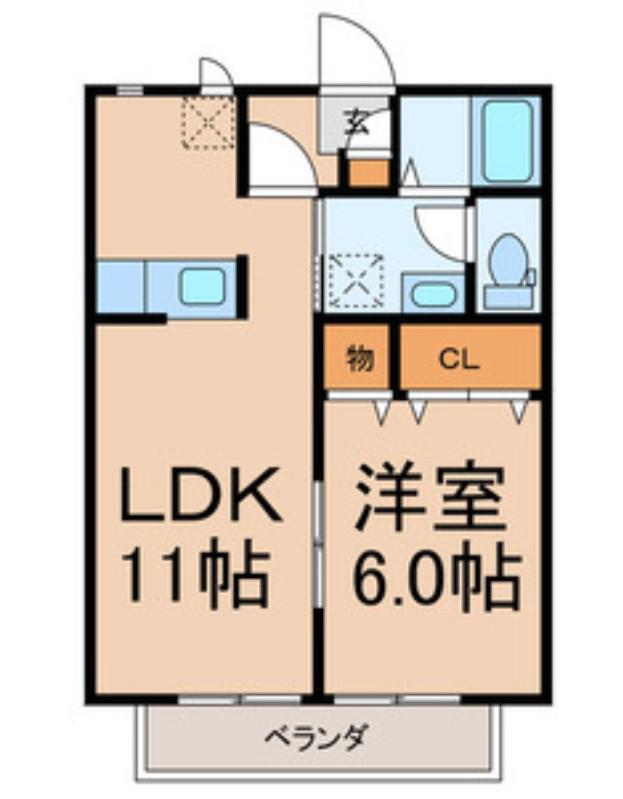 シャンス(1LDK/1階)の間取り写真