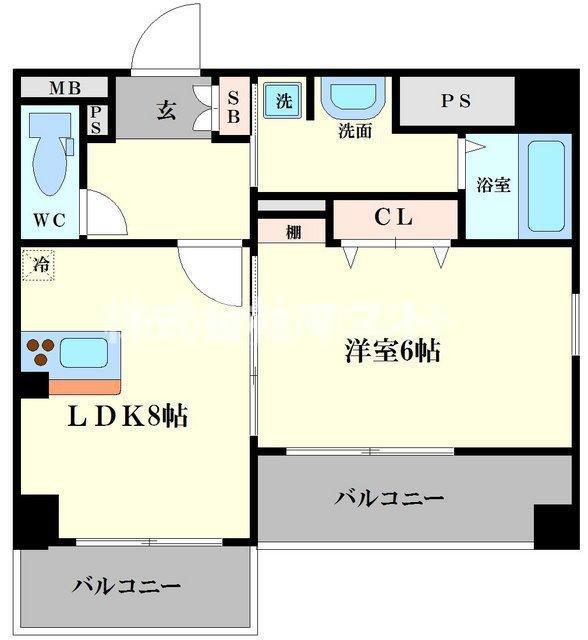 シティライフ本町西ラブニール(1LDK/4階)の間取り写真