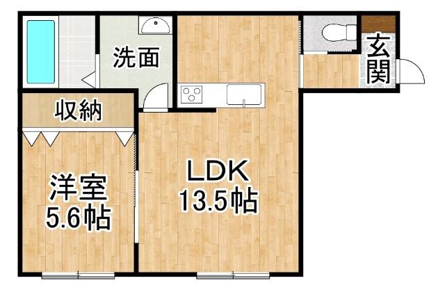 西13条南11丁目MS(1LDK/3階)の間取り写真