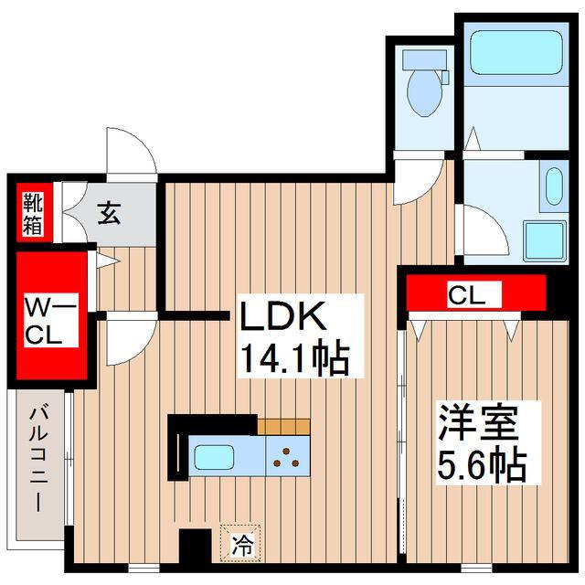 グランテリア淺野(1LDK/4階)の間取り写真