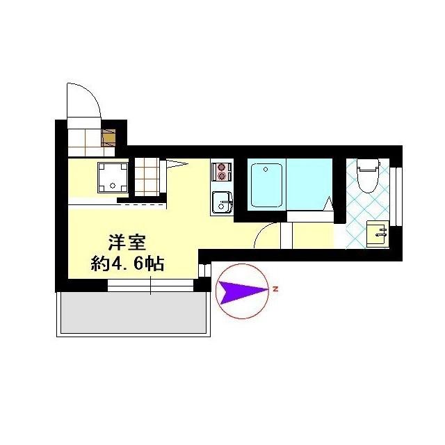 フラット横浜大口(ワンルーム/3階)の間取り写真