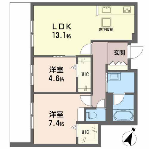 トリフォリア(2LDK/1階)の間取り写真