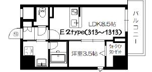 サザンクレストなんば南(1LDK/7階)の間取り写真